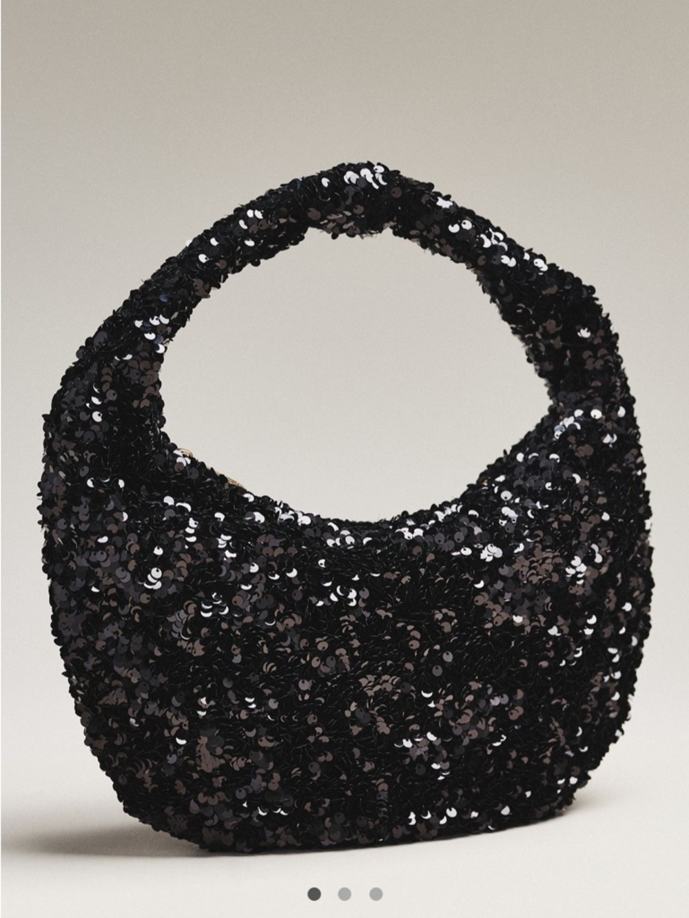 Anthropologie Black Sequin Crescent Bag
